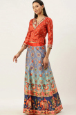 Festive Multicolor Satin Lehenga with Classic Prints