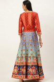 Festive Multicolor Satin Lehenga with Classic Prints