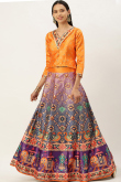 Wedding Wear Satin Lehenga with Bandhej Print Touch