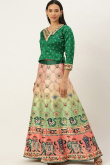 Vibrant Multi Color Printed Lehenga in Satin Fabric