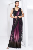 Multi Color Satin Lace Embroidered Ready Made Jacket Style Saree
