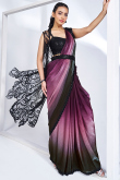 Multi Color Satin Lace Embroidered Ready Made Jacket Style Saree