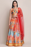 Multi Color Satin Silk A Line Lehenga