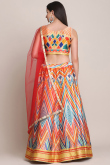 Multi Color Satin Silk A Line Lehenga