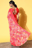 Multi Color Sequins Embroidered Georgette Saree For Sangeet