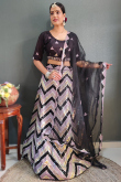 Multi Color Sequins Embroidered Taffeta Silk Party Wear Lehenga