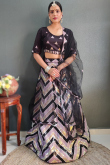 Multi Color Sequins Embroidered Taffeta Silk Party Wear Lehenga