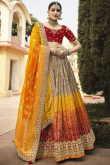 Multi-Color Silk A-Line Embroidered Lehenga