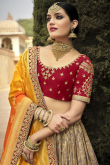 Multi-Color Silk A-Line Embroidered Lehenga