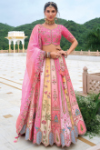 Multi Color Silk Beads Embroidered Panelled Style Lehenga