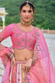 Multi Color Silk Beads Embroidered Panelled Style Lehenga