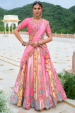Multi Color Silk Beads Embroidered Panelled Style Lehenga