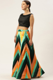 Multi Color Silk Digital print A-Line Style Lehenga
