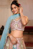 Multi Color Silk Embroidered A Line Lehenga 