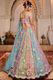 Multi Color Silk Embroidered A Line Lehenga 