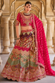 Silk Panelled Multi-Color Lehenga with Stone & Zari Work