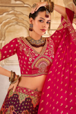 Silk Panelled Multi-Color Lehenga with Stone & Zari Work