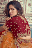 Multi Color Silk Embroidered Wedding Wear Lehenga
