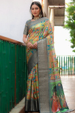 Multi Color Silk Kalamkari Printed Saree