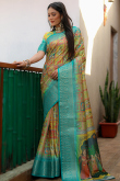 Multi Color Silk Kalamkari Printed Saree