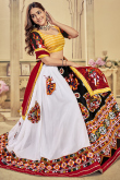 Multi Color Silk Patch Embroidered Flared Style Chaniya Choli