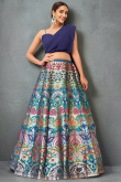 Multi Color Silk Printed Paneled Ready Made Lehenga
