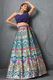 Multi Color Silk Printed Paneled Ready Made Lehenga