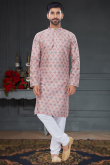Multi Color Silk Straight Cut Men Kurta Pajama