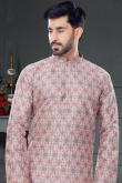 Multi Color Silk Straight Cut Men Kurta Pajama