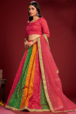 Multi Color Taffeta Silk Foil Print Lehenga