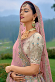 Multi Color Weaved Zari Silk Lehenga For Sangeet 