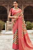 Multi Color Woven Zari Broad Border Silk Saree