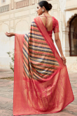 Multi Color Woven Zari Broad Border Silk Saree