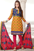 Multicolor Poly Cotton Churidar Suit