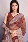 Muqayyash Embroidered Brown Shimmer Net Saree