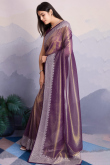 Muqayyash Embroidered Plum Purple Shimmer Net Saree
