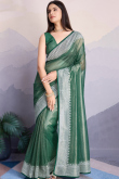 Muqayyash Embroidered Teal Green Shimmer Net Saree