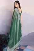 Muqayyash Embroidered Teal Green Shimmer Net Saree