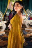 Mustard Chinnon Saree with Catdana Work for Haldi
