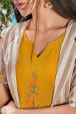 Mustard Cotton Kurti With Resham Work