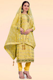 Mustard Yellow Chanderi Silk Straight Cut Churidar Suit