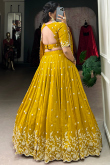 Mustard Yellow Chinnon Lehenga With Sequins Work For Diwali