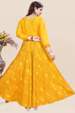 Mustard Yellow Cotton Anarkali Style Ready to Wear Printed Kurti