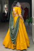 Mustard Yellow Cotton Gota Patti Embroidered Flared Chaniya Choli