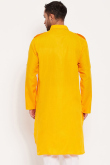 Mustard Yellow Cotton Silk Men's Kurta Chuidar For Festival