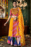 Mustard Yellow Cotton Silk Printed A-Line Style Chaniya Choli