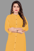Mustard Yellow Plain Casual Wear Kurti in Cotton