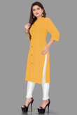 Mustard Yellow Plain Casual Wear Kurti in Cotton