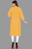 Mustard Yellow Plain Casual Wear Kurti in Cotton