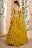 Mustard Yellow Georgette Embroidered Flared Lehenga 